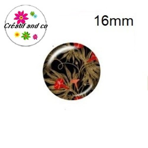X2 cabochons fleuris 16mm