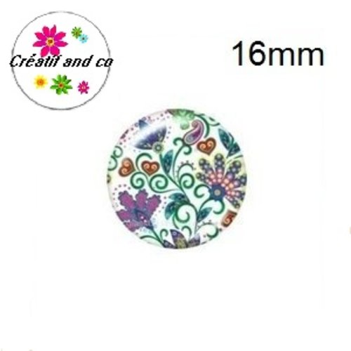 X2 cabochons fleuris 16mm