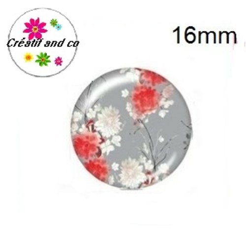 X2 cabochons fleuris 16mm