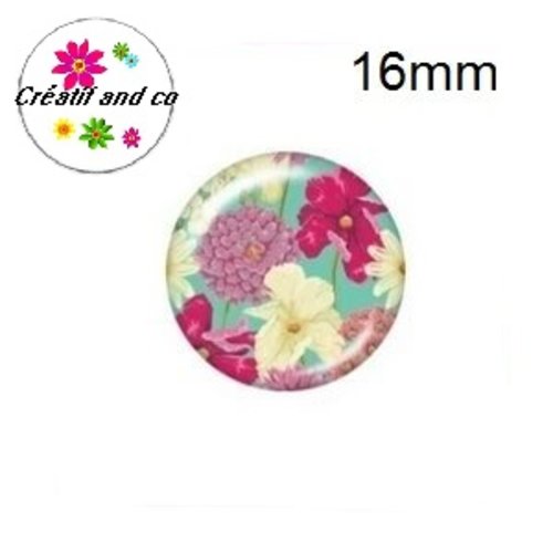 X2 cabochons fleuris 16mm