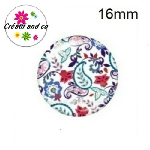X2 cabochons fleuris 16mm