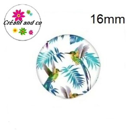 X2 cabochons duo de colibris 16mm