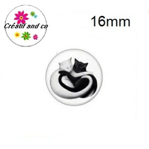 X2 cabochons duo de chats amoureux 16mm