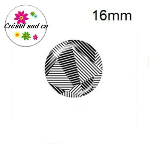 X2 cabochons à motifs noirs et blancs 16mm