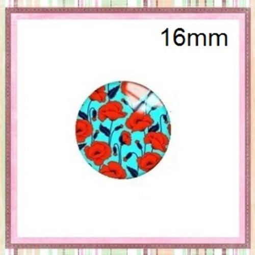 X2 cabochons fleuris 16mm