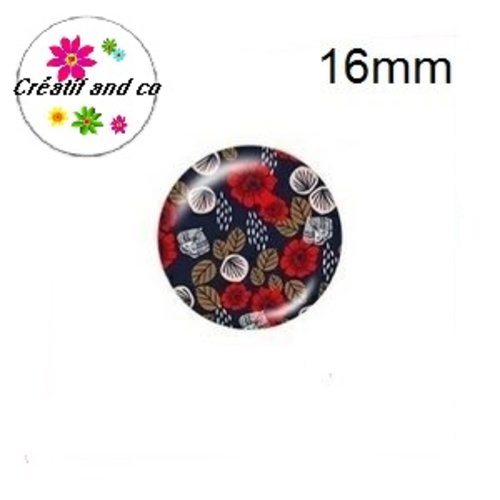 X2 cabochons fleuris 16mm