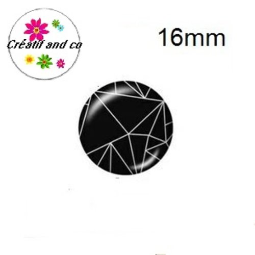 X2 cabochons à motifs noirs et blancs 16mm