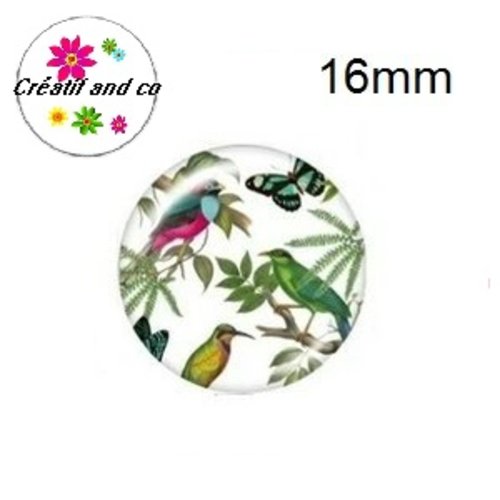 X2 cabochons duo d'oiseaux 16mm