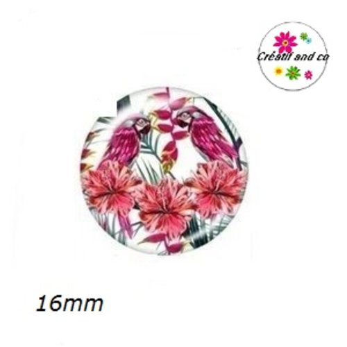 X2 cabochons duo de perroquets 16mm