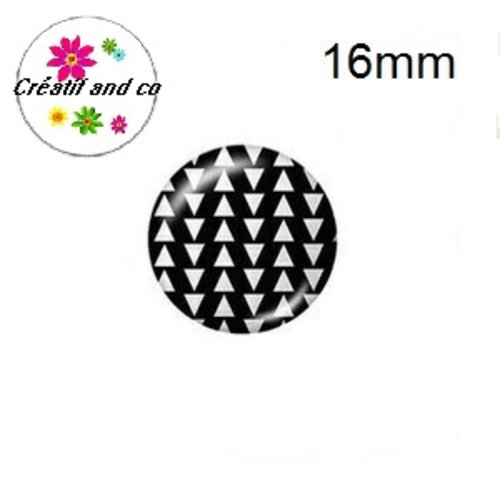 X2 cabochons à motifs noirs et blancs 16mm