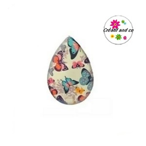 Cabochon goutte nuée de papillons 18x25mm