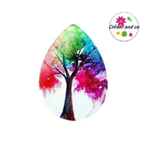 Cabochon goutte arbre de vie coloré 18x25mm