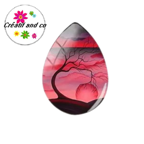 Cabochon goutte arbre de vie 18x25mm