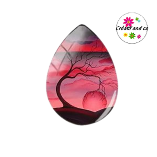 Cabochon goutte arbre de vie 18x25mm
