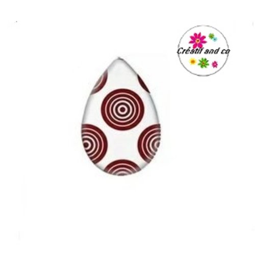 Cabochon goutte cercles rouges 18x25mm