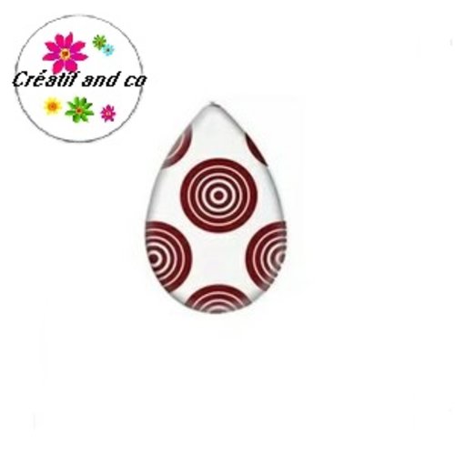 Cabochon goutte cercles rouges 18x25mm