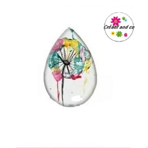 Cabochon goutte pissenlit coloré 18x25mm