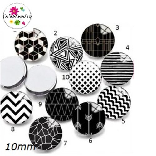 X2 cabochons à motif 10mm