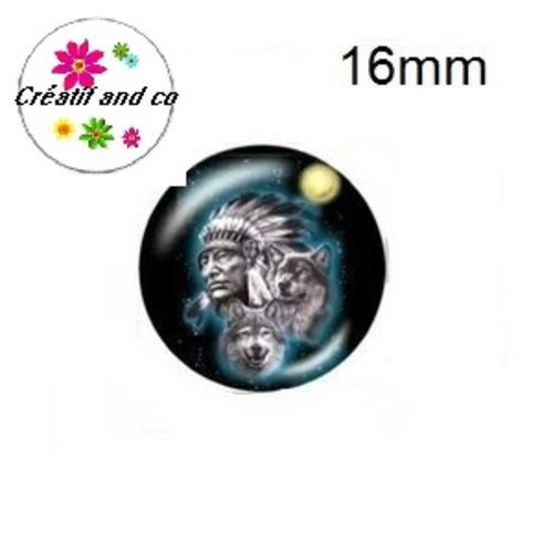 X2 cabochons indien et duo de loups 16mm