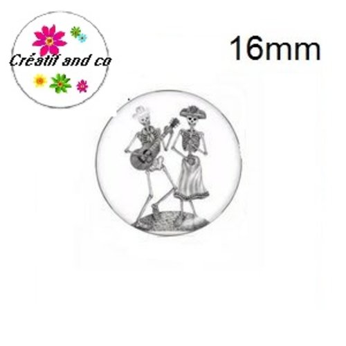 X2 cabochons duo de squelettes 16mm