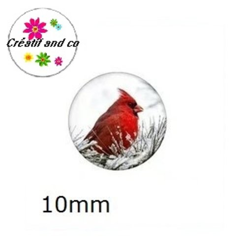 X2 cabochons oiseau 10mm