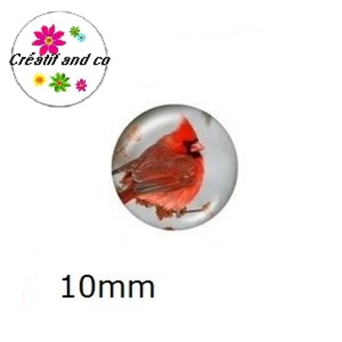 X2 cabochons oiseau 10mm
