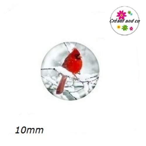 X2 cabochons oiseau 10mm