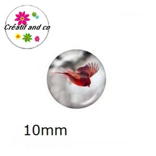 X2 cabochons oiseau 10mm