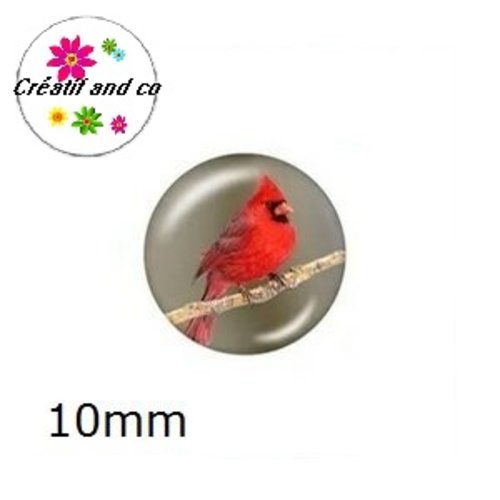 X2 cabochons oiseau 10mm