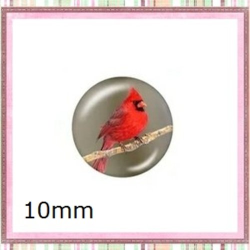 X2 cabochons oiseau 10mm