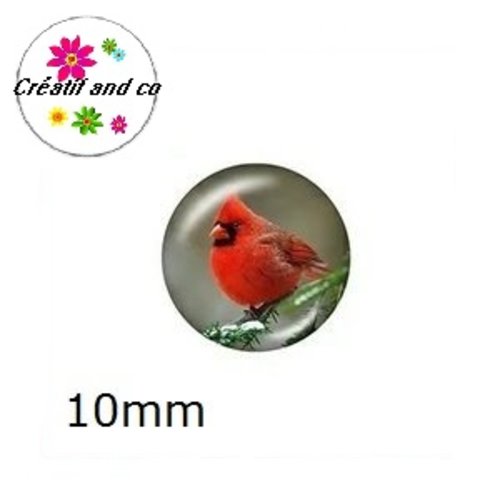 X2 cabochons oiseau 10mm
