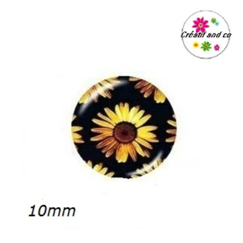 X2 cabochons tournesol 10mm