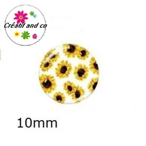 X2 cabochons tournesol 10mm