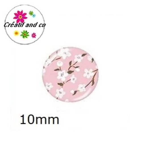X2 cabochons fleuris 10mm