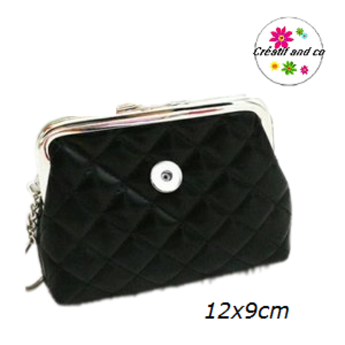 Porte monnaie noir pour bouton pression