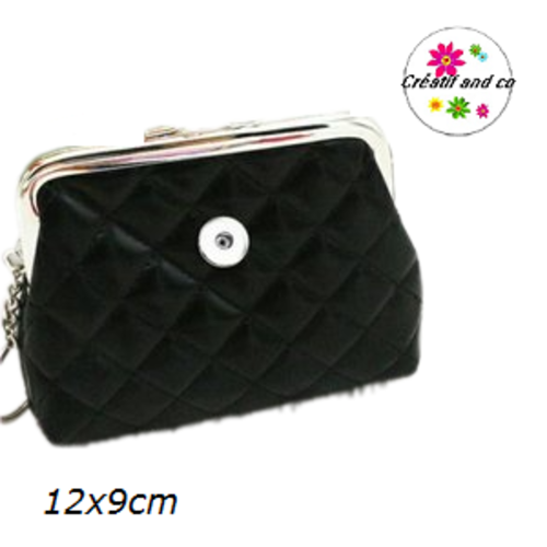Porte monnaie noir pour bouton pression