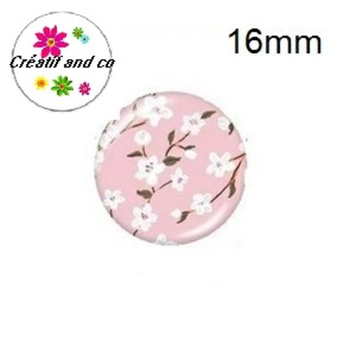 X2 cabochons fleuris 16mm