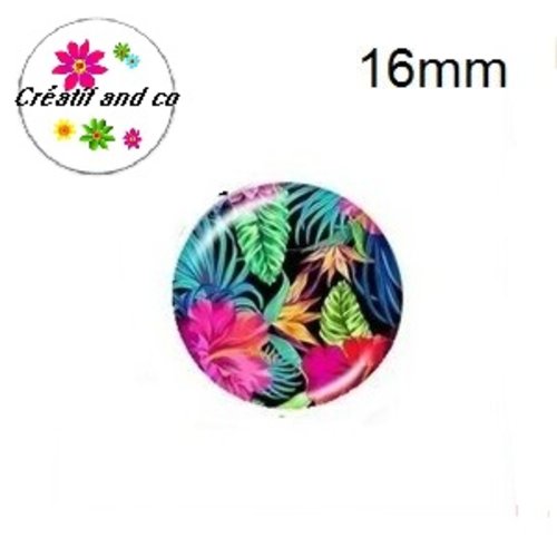X2 cabochons fleurs et feuilles 16mm