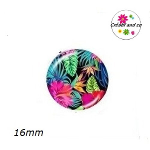 X2 cabochons fleurs et feuilles 16mm