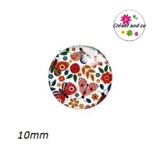 X2 cabochons nuée de papillons 10mm