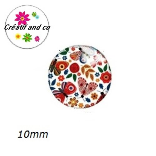 X2 cabochons nuée de papillons 10mm