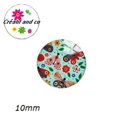 X2 cabochons nuée de papillons 10mm