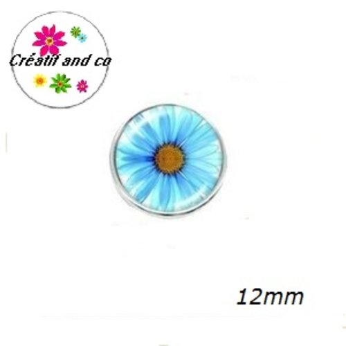 Bouton pression fleur bleue 12mm
