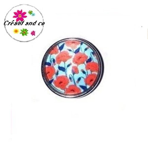 Bouton pression fleurs rouges