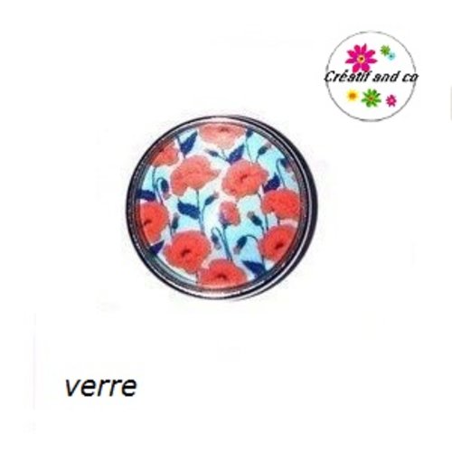 Bouton pression fleurs rouges