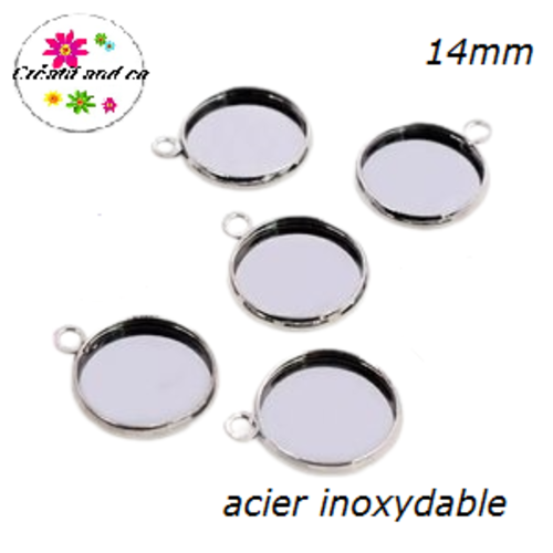 X10 supports pendentifs acier inoxydable cabochon 14mm