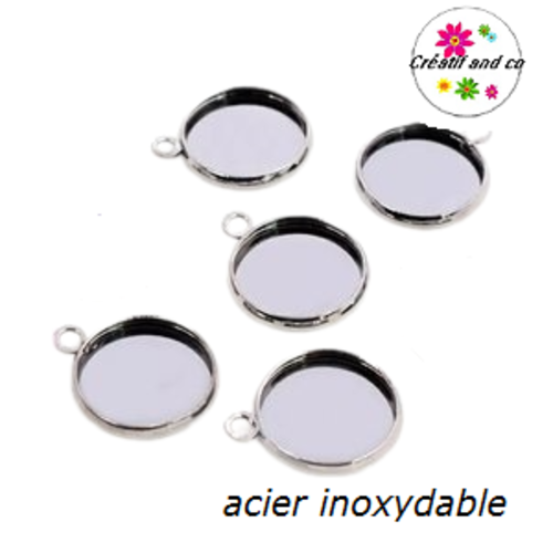X20 supports pendentifs acier inoxydable cabochon 14mm