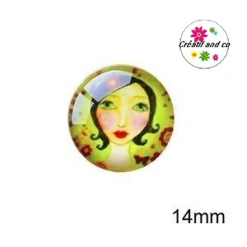X2 cabochons visage femme 14mm