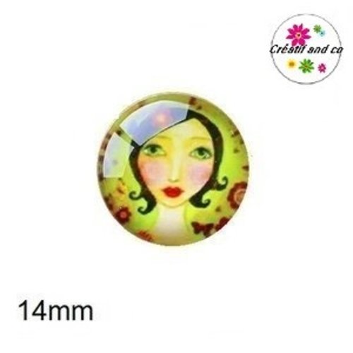 X2 cabochons visage femme 14mm