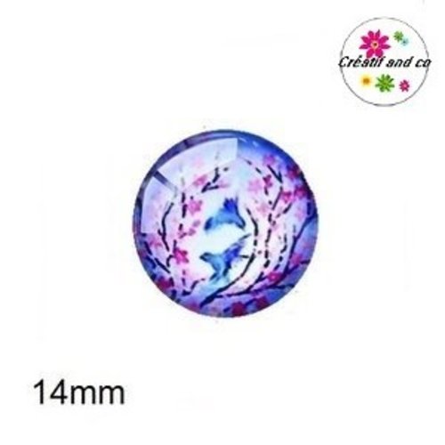 X2 cabochons duo d'oiseaux 14mm